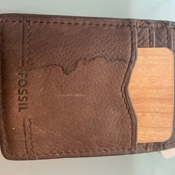 Vintage Fossil Men's Leather Brown Money Clip Wallet Card Holder - Picture 5 of 8